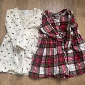 Hanna Andersson and Carters Cream Floral and Red Plaid Kids Dresses
